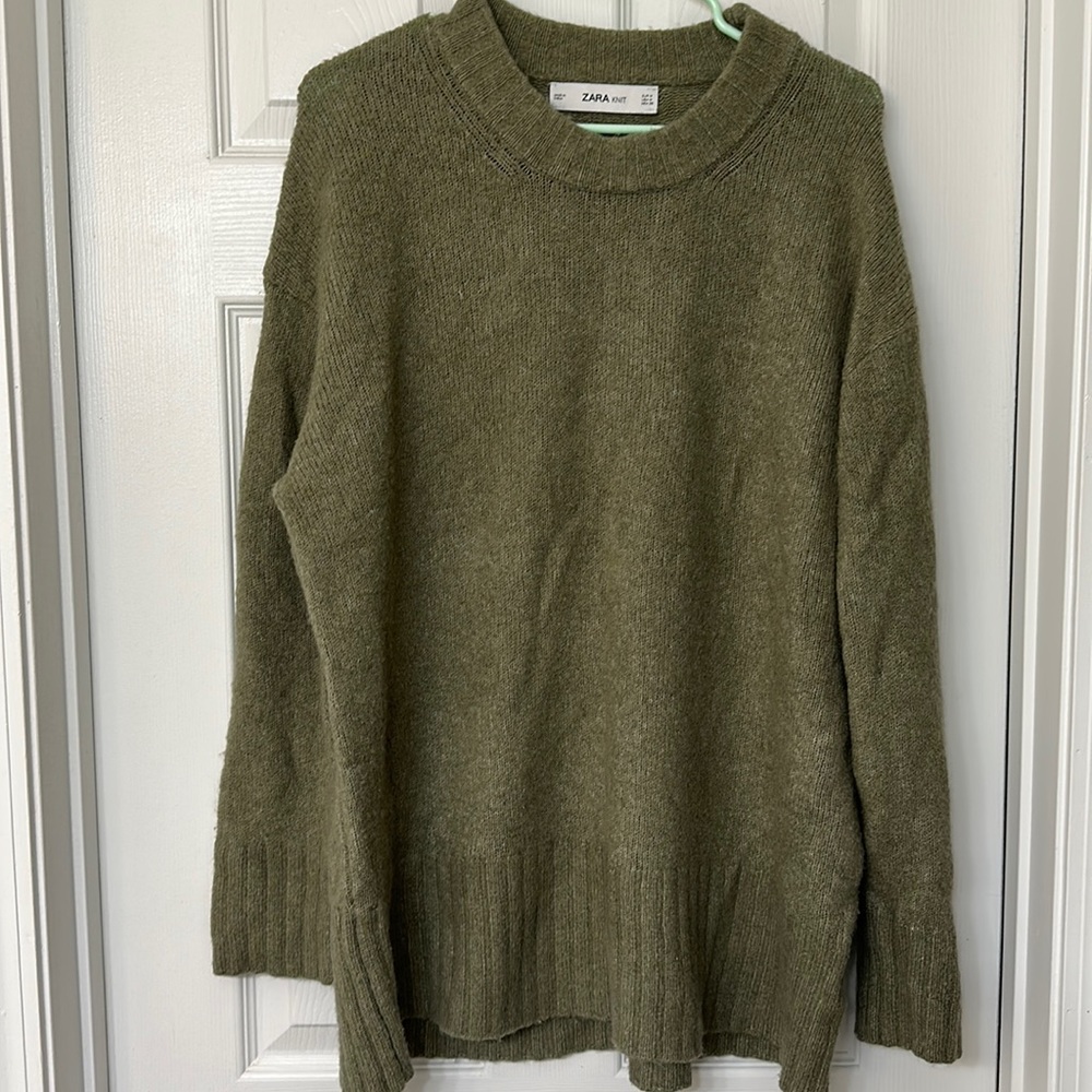 Zara Green Oversized Knit Sweater Size M